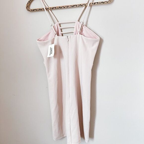 NWT Forever 21 nude caged neck strappy bodycon mini dress - Picture 3 of 7